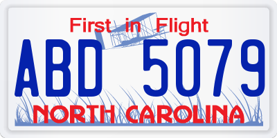 NC license plate ABD5079