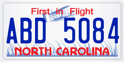 NC license plate ABD5084