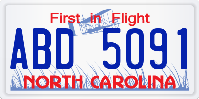 NC license plate ABD5091