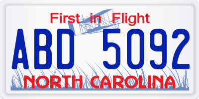 NC license plate ABD5092