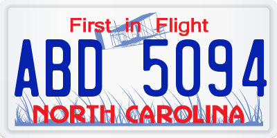 NC license plate ABD5094