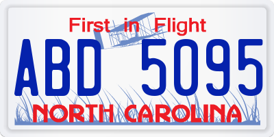 NC license plate ABD5095