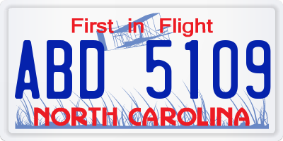 NC license plate ABD5109