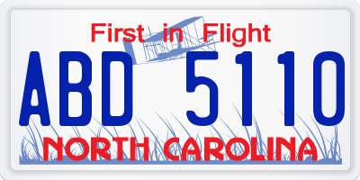 NC license plate ABD5110