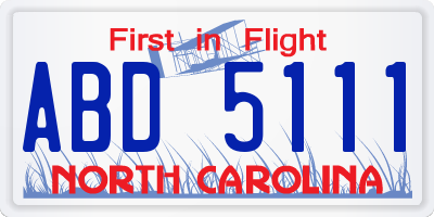 NC license plate ABD5111