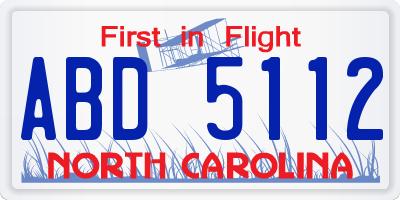 NC license plate ABD5112