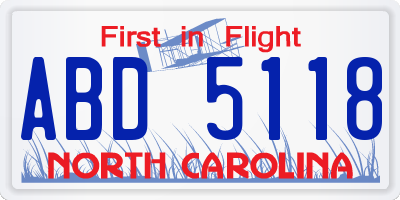 NC license plate ABD5118