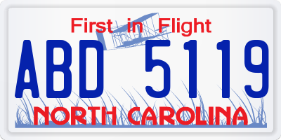 NC license plate ABD5119