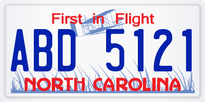 NC license plate ABD5121