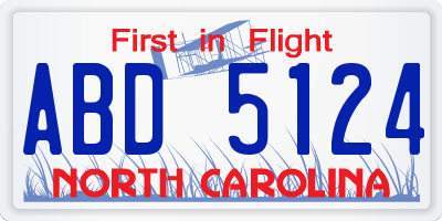 NC license plate ABD5124