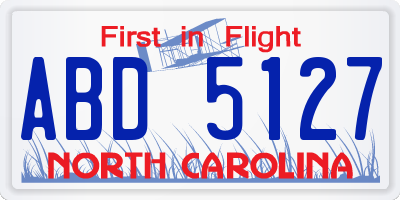 NC license plate ABD5127