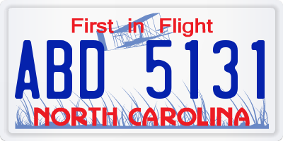 NC license plate ABD5131