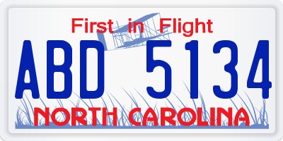 NC license plate ABD5134