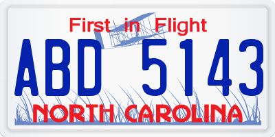 NC license plate ABD5143