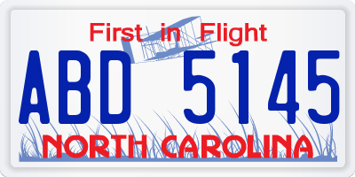 NC license plate ABD5145