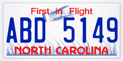 NC license plate ABD5149