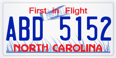 NC license plate ABD5152