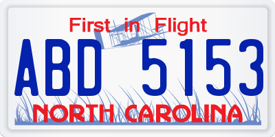NC license plate ABD5153