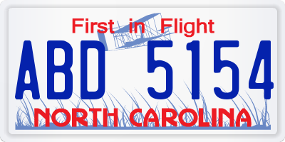 NC license plate ABD5154