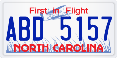 NC license plate ABD5157