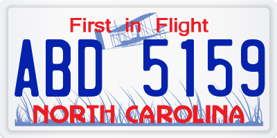 NC license plate ABD5159