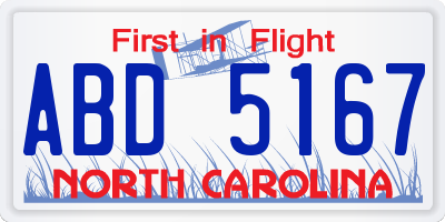 NC license plate ABD5167