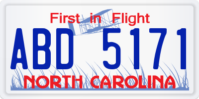 NC license plate ABD5171