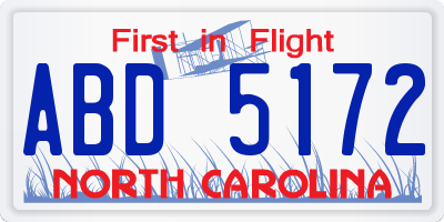 NC license plate ABD5172