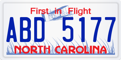 NC license plate ABD5177