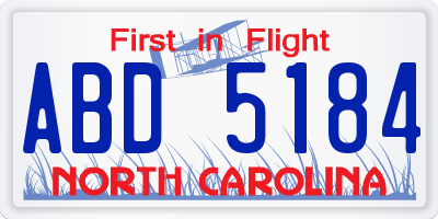 NC license plate ABD5184