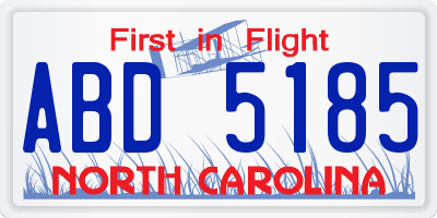 NC license plate ABD5185