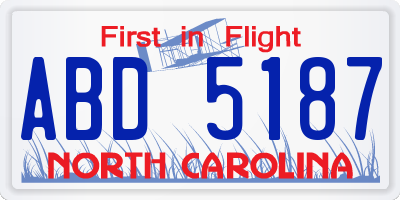 NC license plate ABD5187