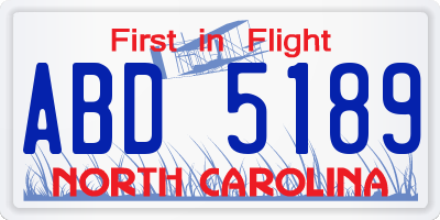 NC license plate ABD5189