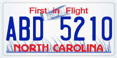 NC license plate ABD5210