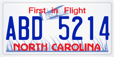 NC license plate ABD5214