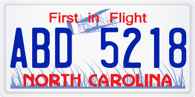 NC license plate ABD5218