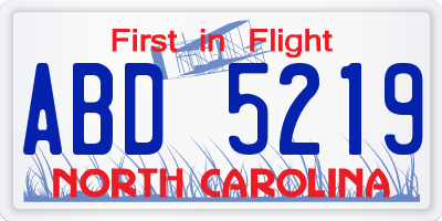 NC license plate ABD5219