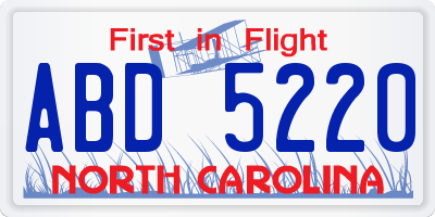 NC license plate ABD5220