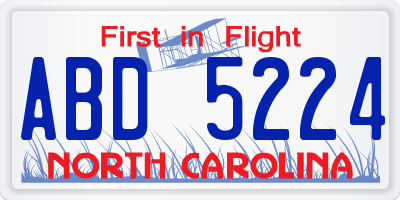 NC license plate ABD5224
