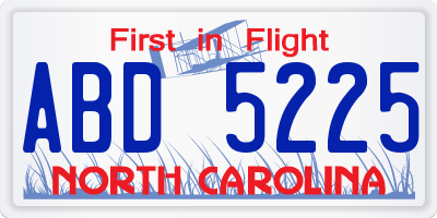 NC license plate ABD5225