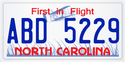NC license plate ABD5229
