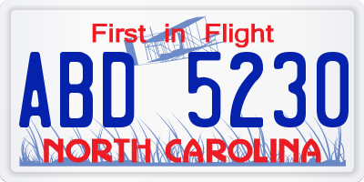 NC license plate ABD5230