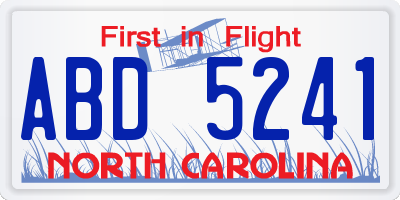 NC license plate ABD5241