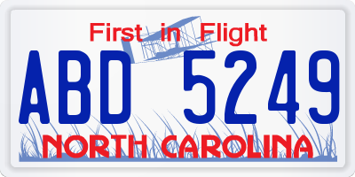 NC license plate ABD5249