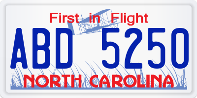 NC license plate ABD5250