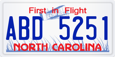 NC license plate ABD5251