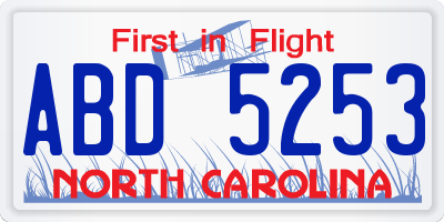 NC license plate ABD5253