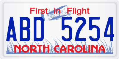 NC license plate ABD5254