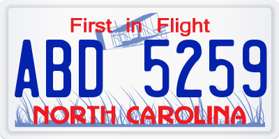 NC license plate ABD5259