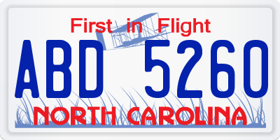 NC license plate ABD5260